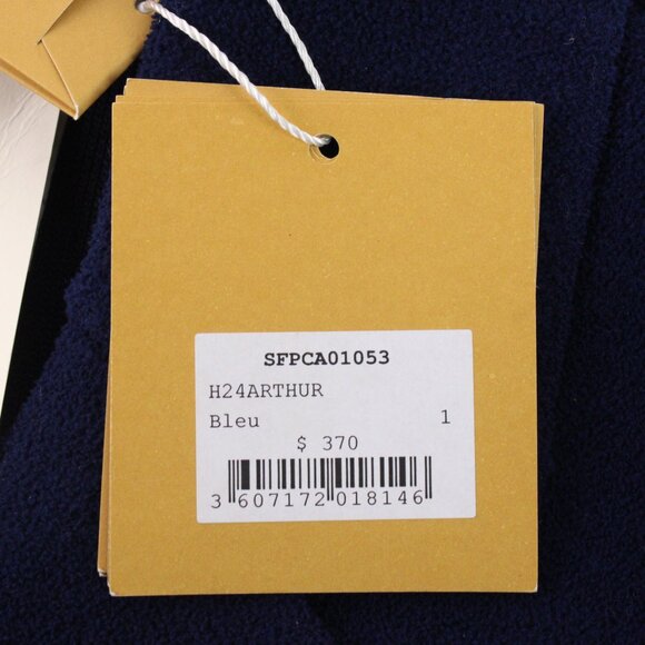 NWT Sandro Fleece Knit Coatigan with Lapel Shirt Collar in Blue/Gold FR Size 1 - Picture 11 of 15